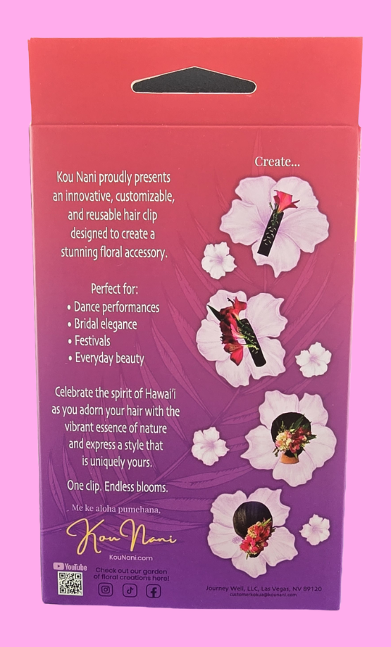 Kou Nani floral hair clip set featuring colorful fabric flower designs, perfect for accessorizing hair styles.