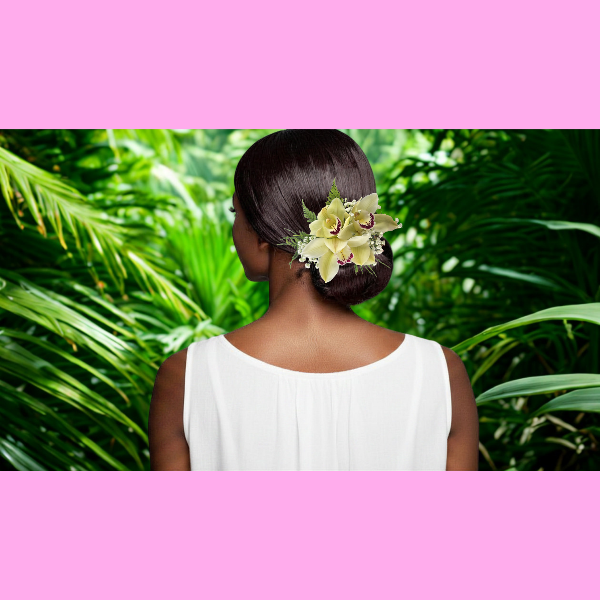 Kou Nani floral hair clip set featuring colorful flower designs on girl wearing the hair accessories.