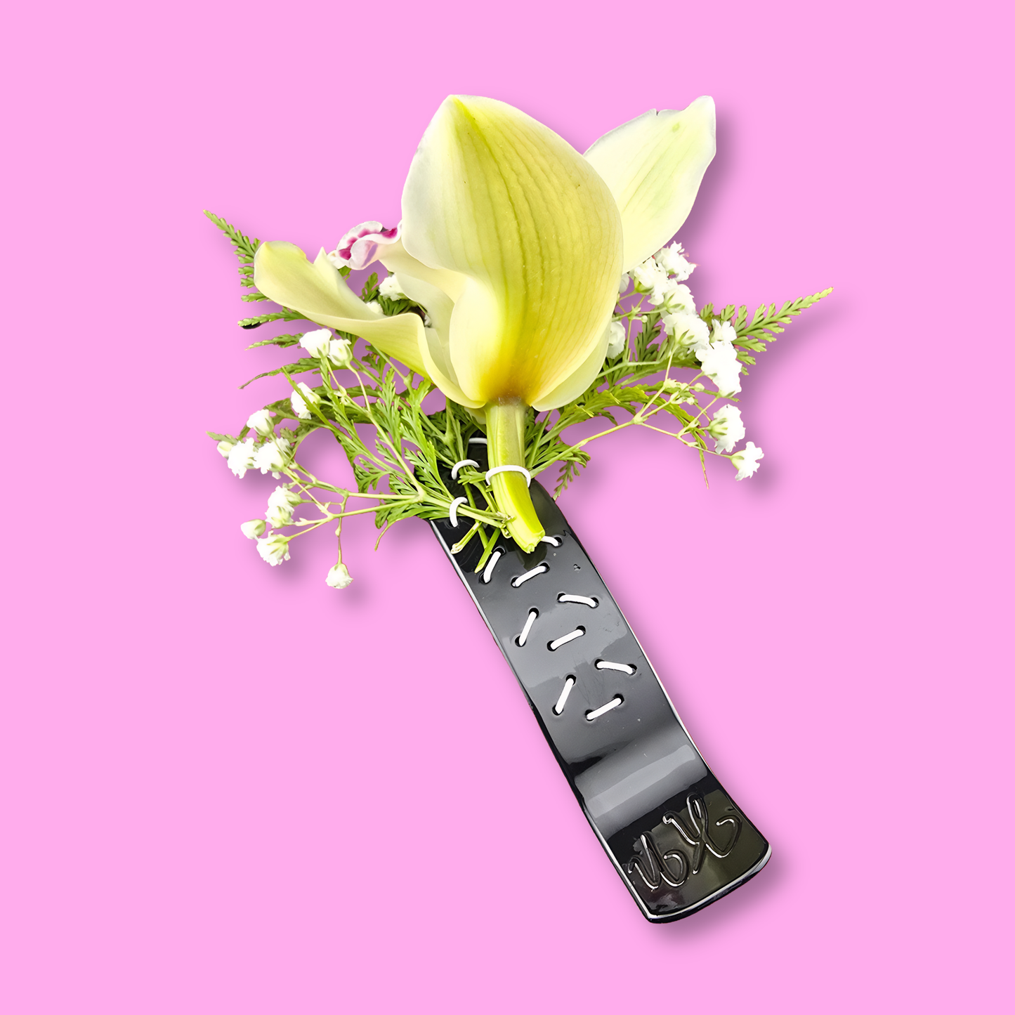 Kou Nani floral hair clip set with orchid design, featuring colorful fabric flowers and decorative hair accessories.